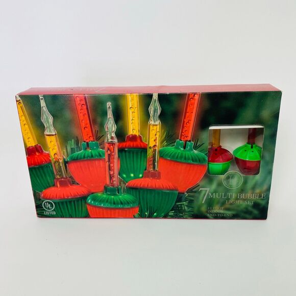 Holiday Christmas Home Decor 7 Multi Bubble Light set Home for the Holidays 11ft - Picture 6 of 9